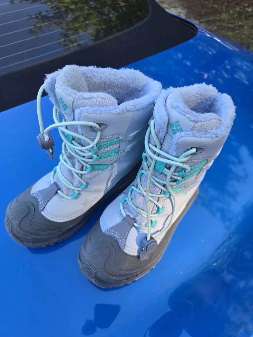 Columbia Kids Winter Snow Boots | Size 2 | 400g Insulated | Gray & Teal